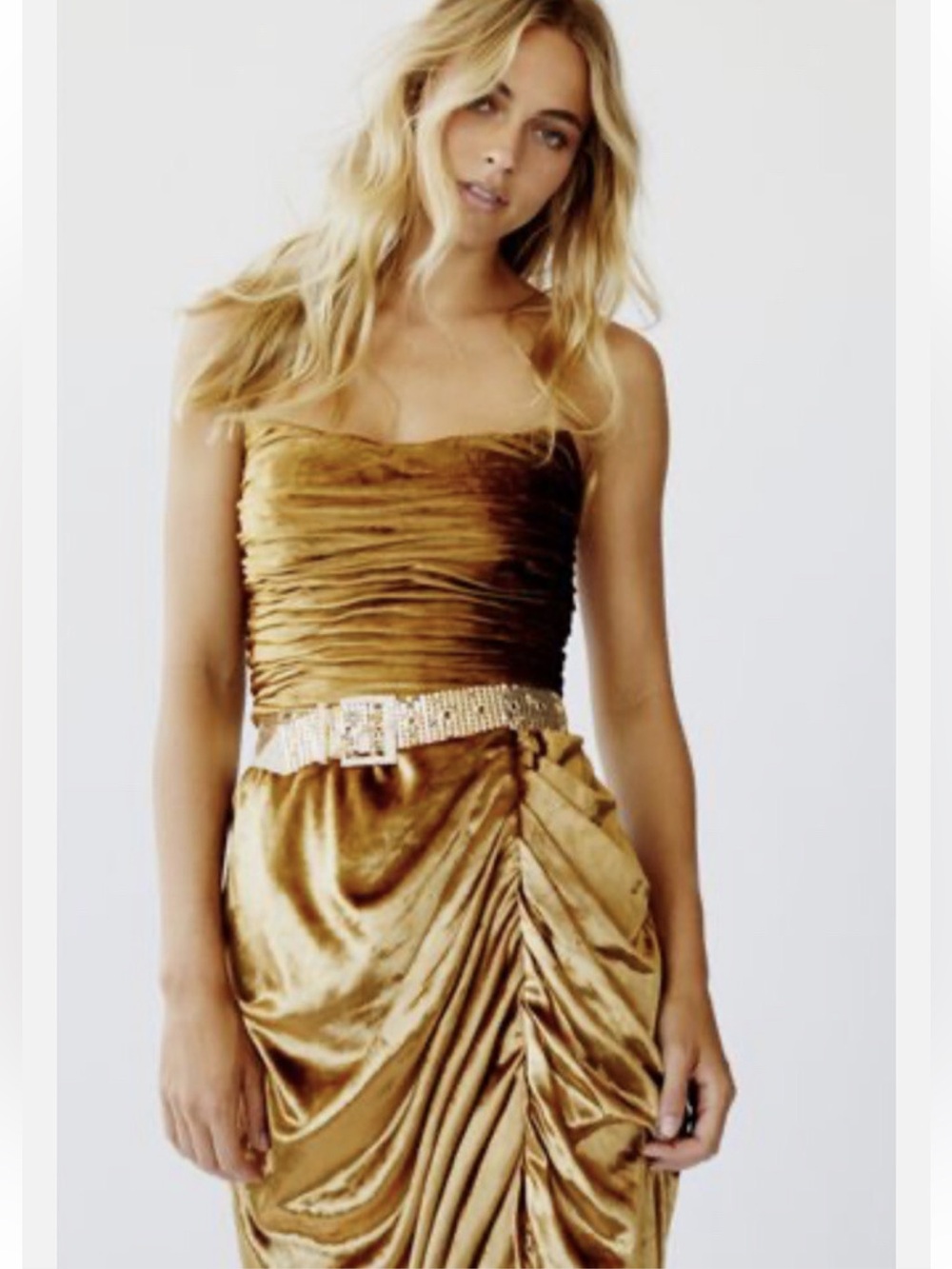 MESTIZA New York Free People Aurora Emilia Strapless Velvet Midi Dress. Size: 4